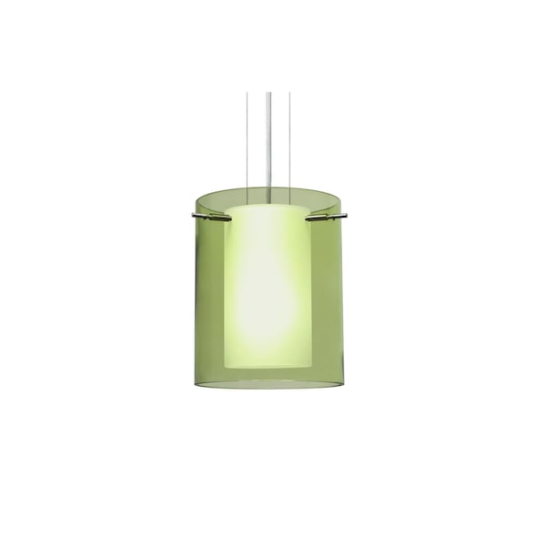 Besa Lighting Pahu 8 Cable Pendant, Trans. Olive/Opal, Satin Nickel Finish, 1x100W Incandescent 1KG-L00607-SN - main